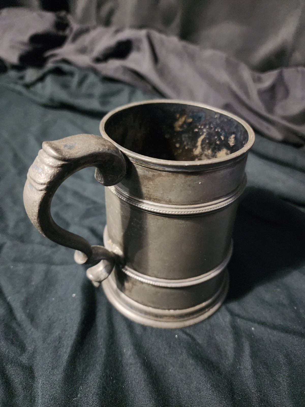 Pewter Mug with Glass Bottom 0.5 Liter Used Beer Stein