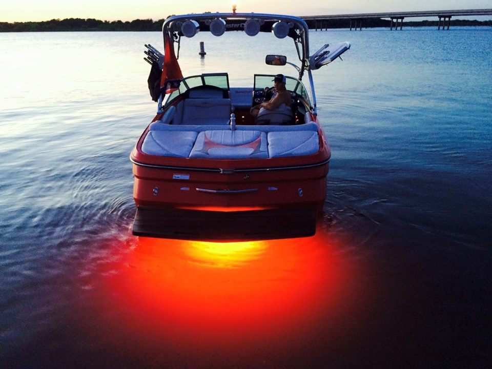 RED LOKI-2 UNDERWATER LED BOAT PLUG TRANSOM DRAIN LIGHT UP TO 2400 Lumens