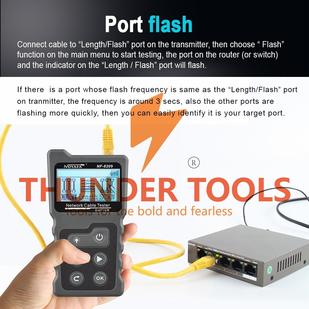 Thunder Tools Multi-functional LCD Network Cable Tester Wire Tracker PoE