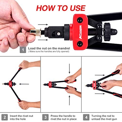 14" Rivet Nut Tool, Professional Hand Rivet Nut Setter 14" Rivet Nut Tool Kit