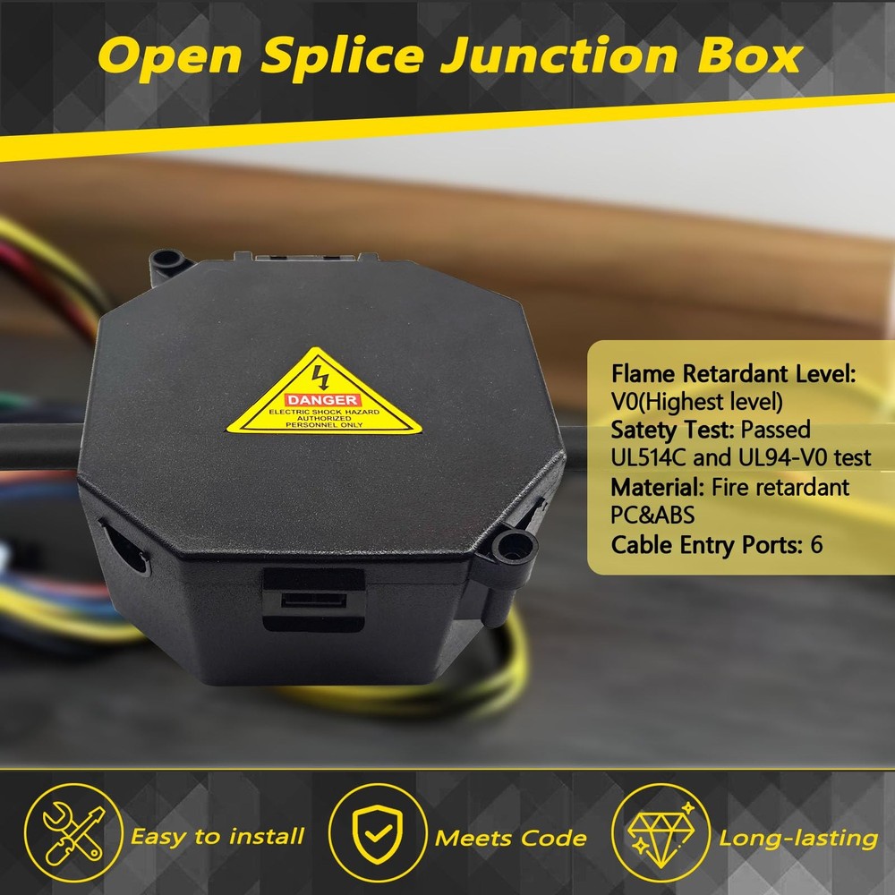MIARALA Black Open Splice Junction Box (5 Pack),Electrical 5 pack,