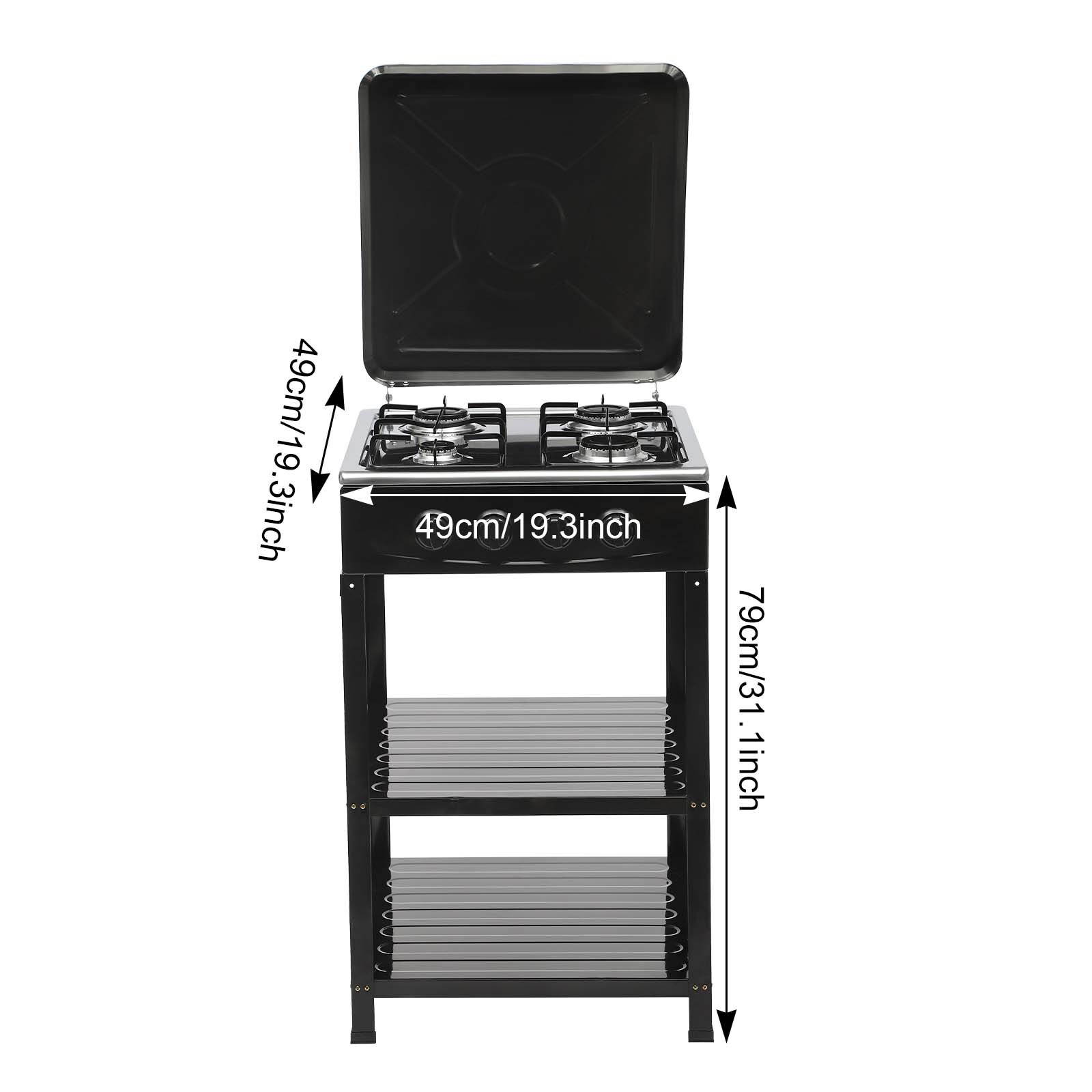 Outdoor 300000 BTU Stove Propane 4 Burner Portable Cooker BBQ Grill Windshelter