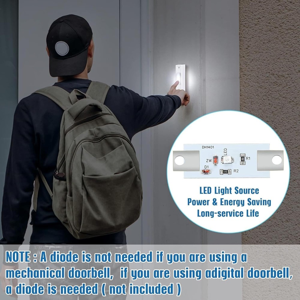 1 Piece Lighted Doorbell Button, Wired Doorbell Push Button, Replacement Wall...