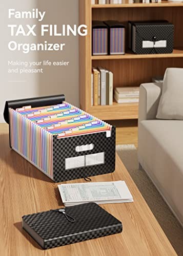 File Organizer, Expanding File Folder A4 Letter 26 Pockets Checkered Pattern