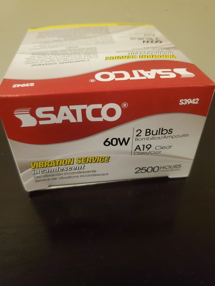 Satco S3942 60A19CL vibration service 2 pack