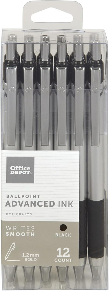 Advanced 1.2mm Bold Retractable Ballpoint Pens - Silver 3-Pack