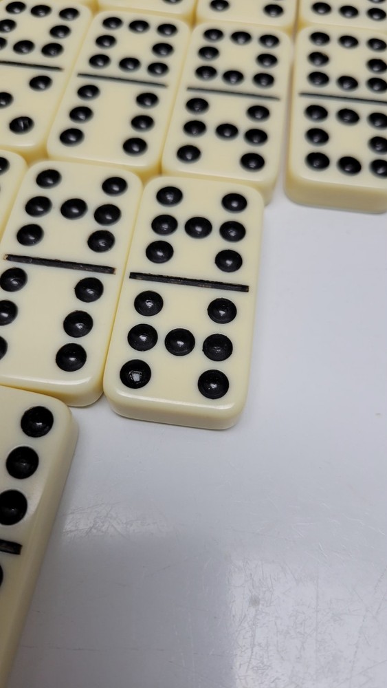 Set Double Nine Dominos Plastic Case Complete Vintage