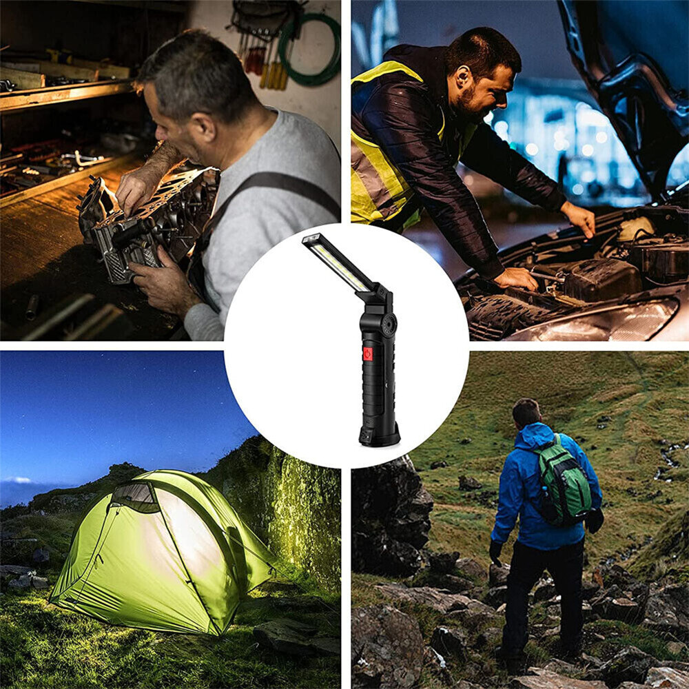 Rechargeable LED COB Work Light Mechanic Flashlight Folding Lamp Magnetic Base