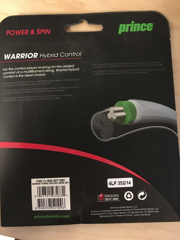 Prince Warrior Hybrid Control 16L/16 tennis string, new