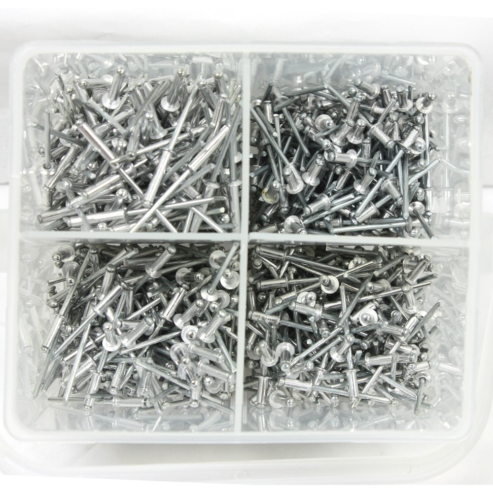 Comb 8" Single Hand Compact Riveter Rivet Gun w/1000 pc Assorted Rivet Blind Nut