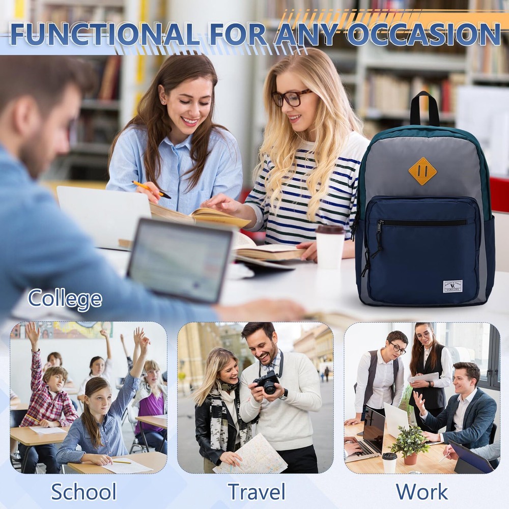 School Backpack for Men WomenLightweight Classic Basic Bookbag Simple Kids Bl...