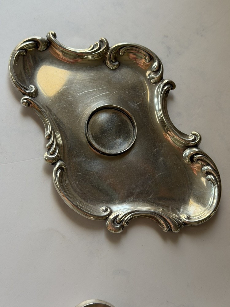 ANTIQUE STERLING SILVER INKSTAND ROCOCO c.1900