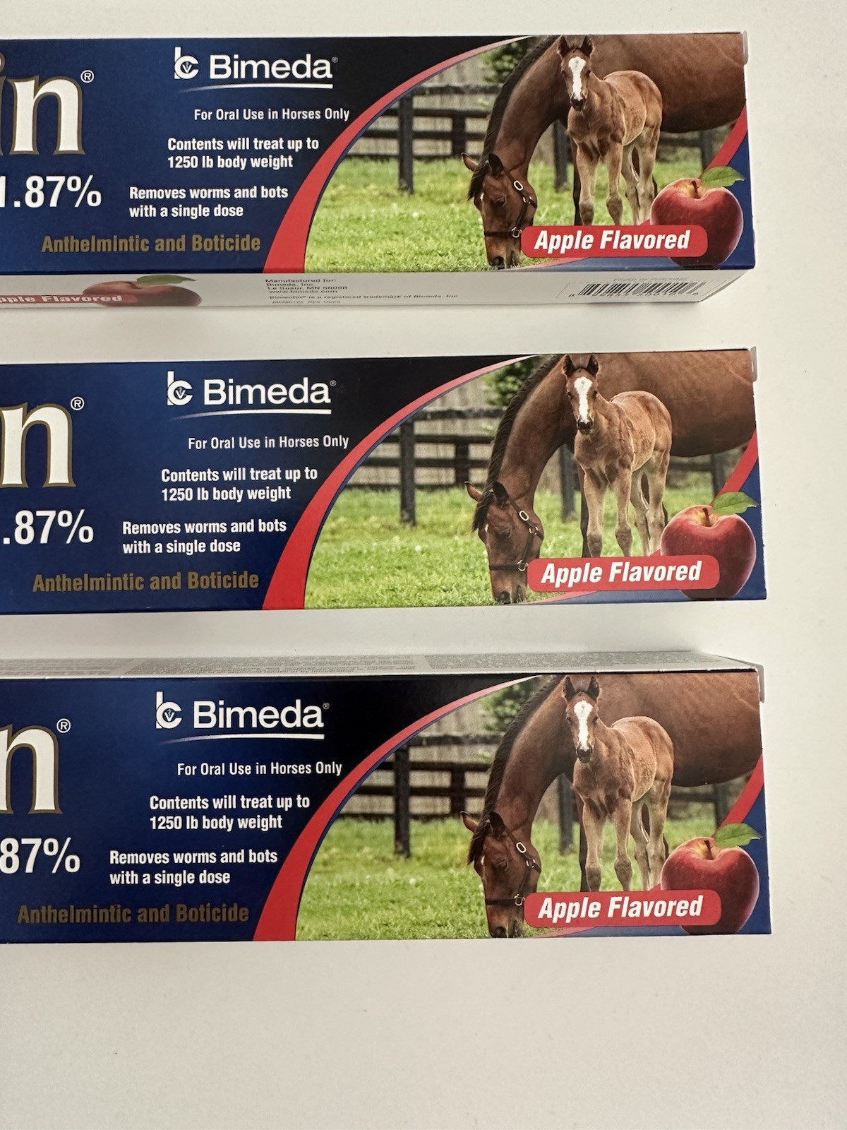 3 pack Paste Horse Dewormer Apple Flavor Exp Date 03-2026