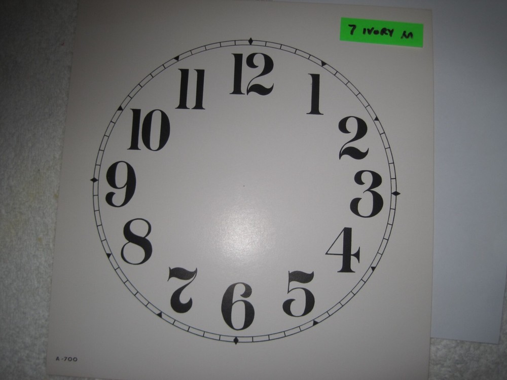 7  inch diameter ivory, matte finish Paper Clock Dial NOS