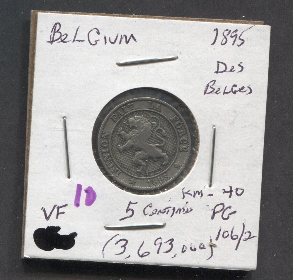 1895- Belgium- VF-5 Cents