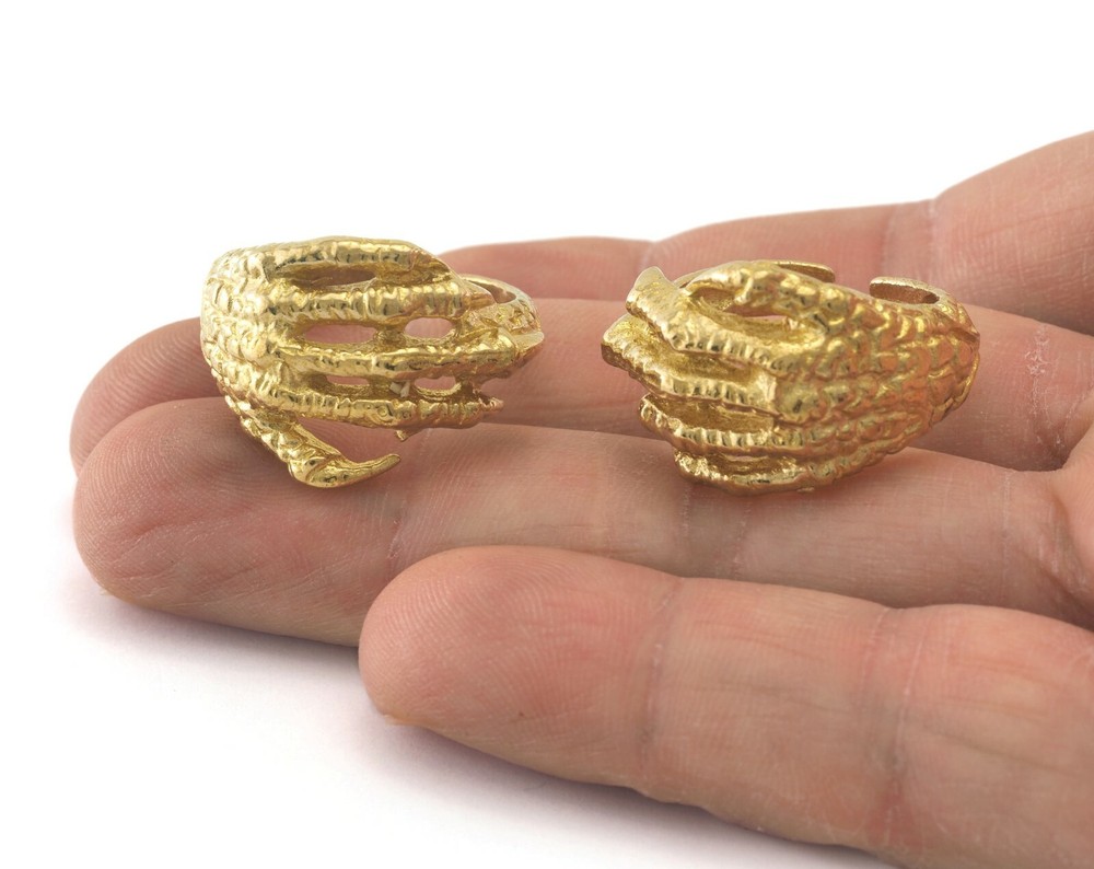 Hand Claw Adjustable Ring Raw brass (18.5mm 8.5US inner size ) OZ2572
