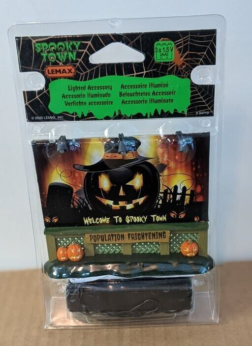 Custom Lemax Spooky Town Lighted Billboard Evil Pumpkin