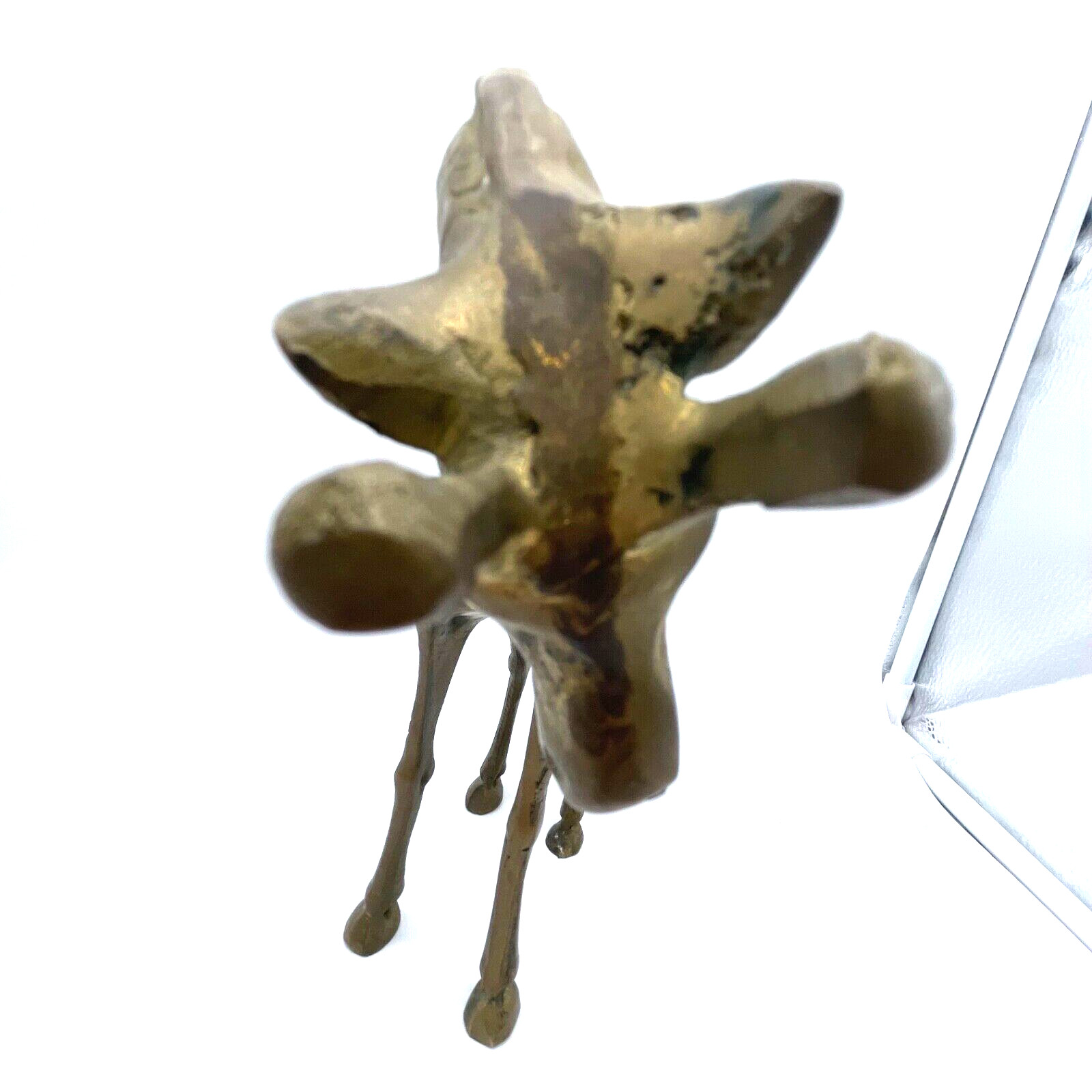 Vintage Mid Century Modern SOLID Brass Giraffe Figurine Statue 8" x 8" x 4"