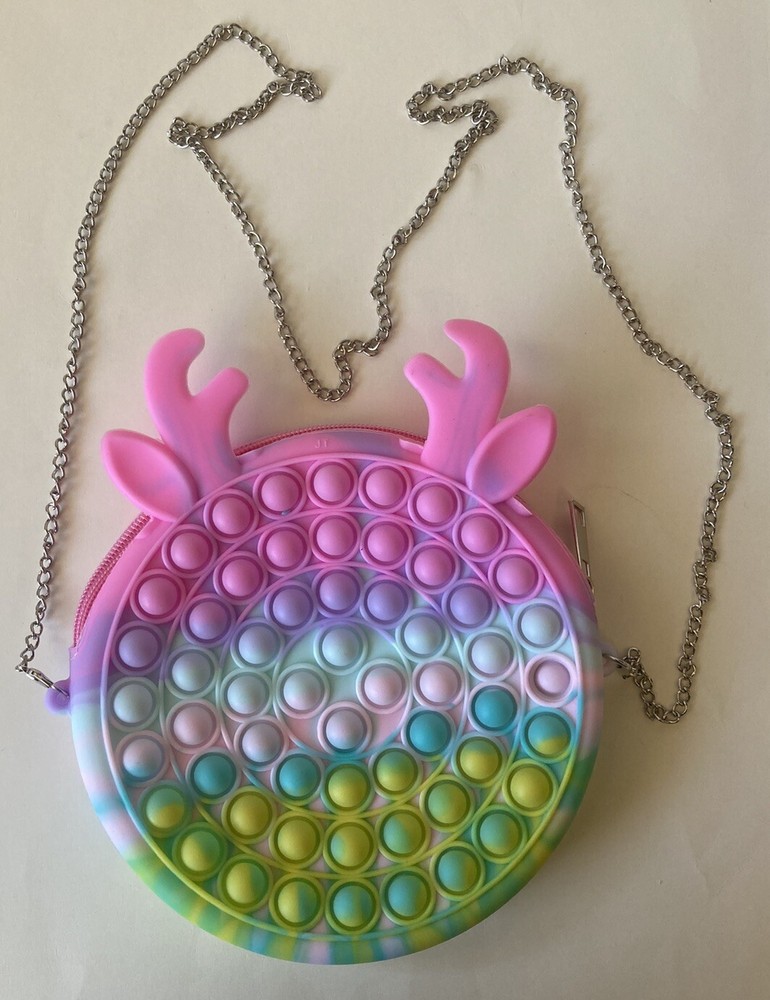Fidget Purse Toy Rainbow Deer Moose Pop It Multicolor New Kids