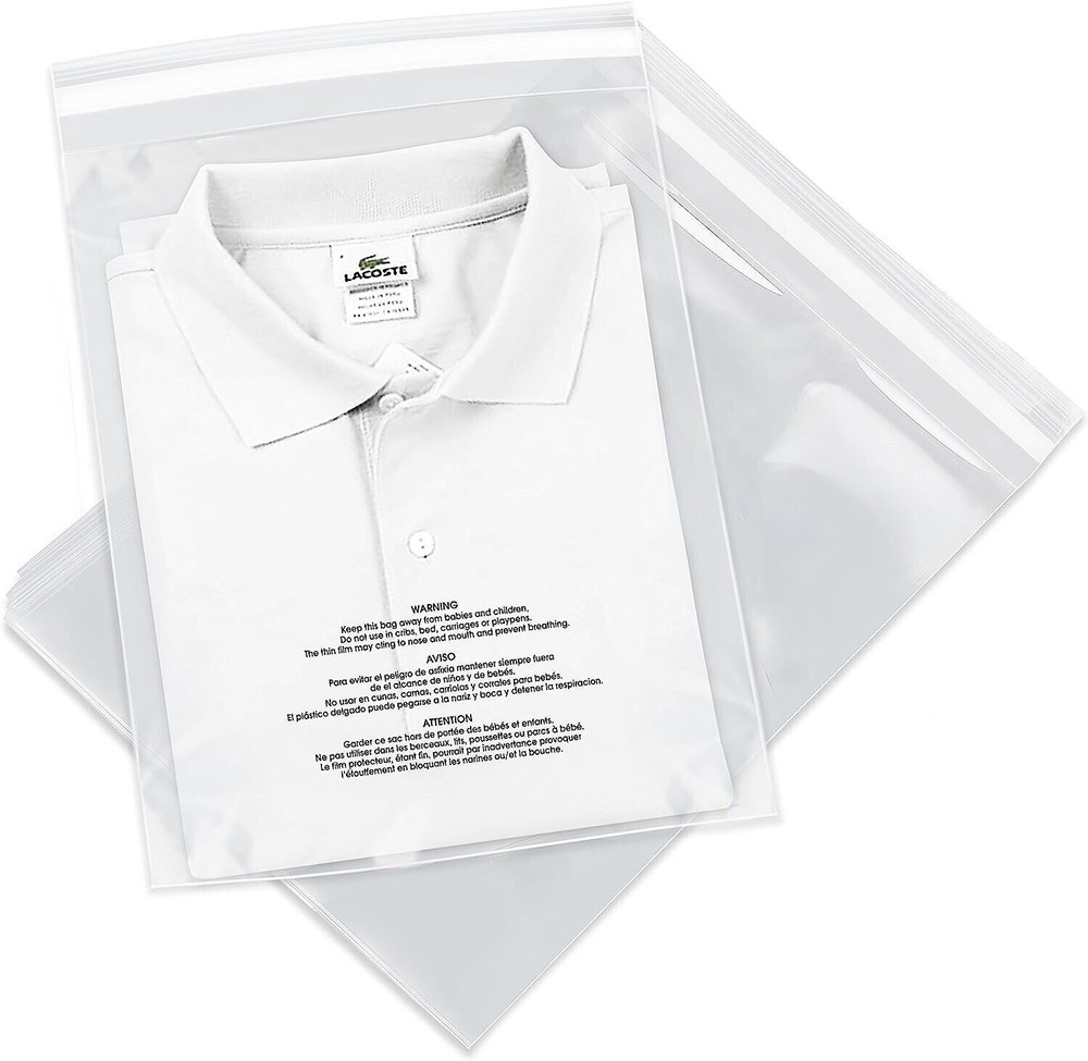 100 PCS 10"x15" Poly Bags with Suffocation Warning Apparel Clear Poly 1.5ml