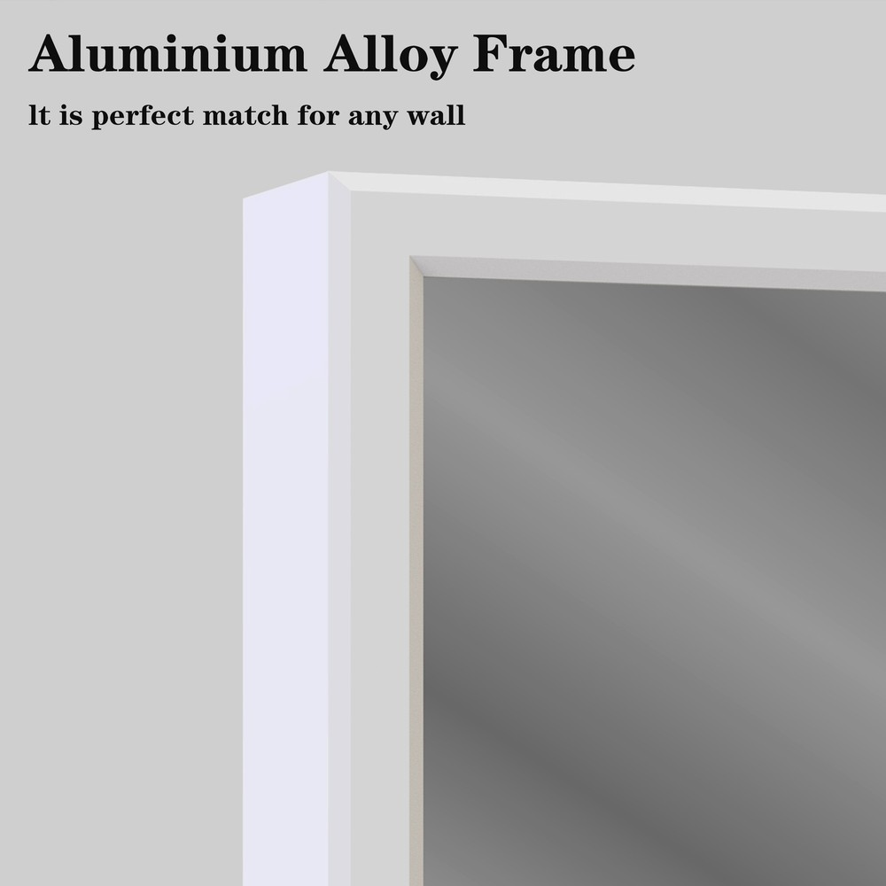 48"x32"Rectangle Bathroom Mirror Wall Vanity Hanging Mirror White Aluminum Frame