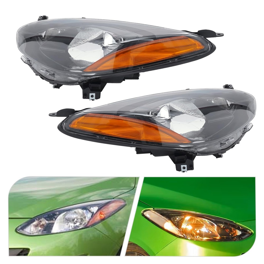 Mazda 2 Headlight Assembly MA2519144 2011-2014 Halogen Black Housing