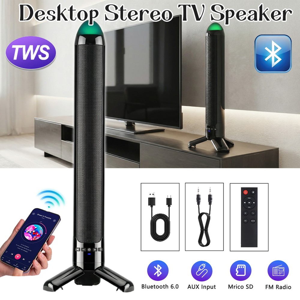 Wireless Smart TV Sound Bar Bluetooth Computer Speaker USB/Optical/TF/FM (Black)