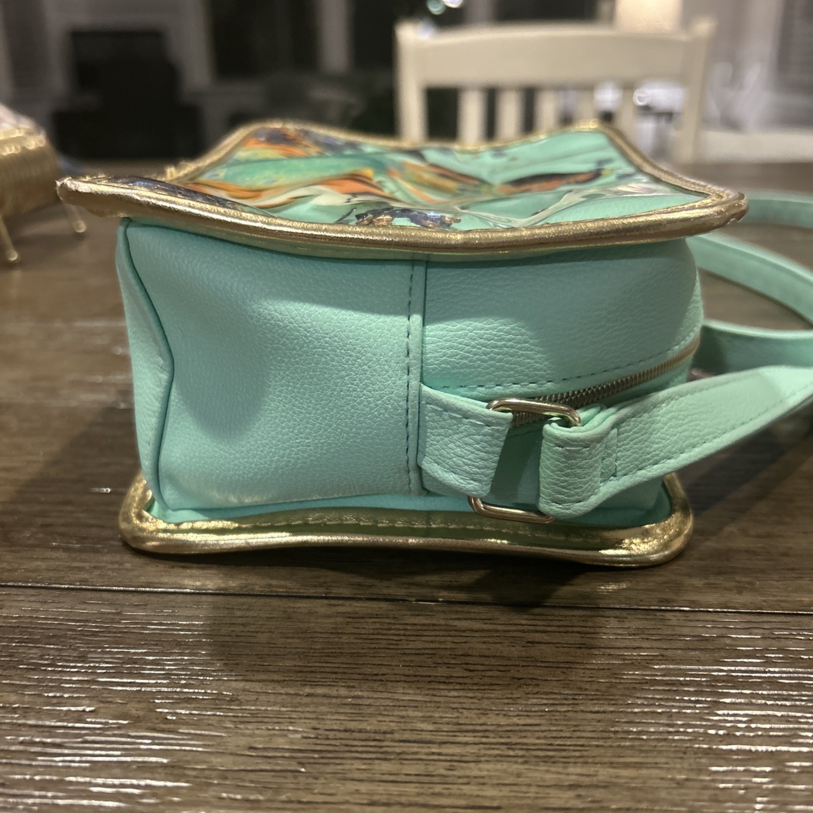 Disney Jasmine & Rajah Beautiful Crossbody Bag Danielle Nicole Teal Sparkle EUC