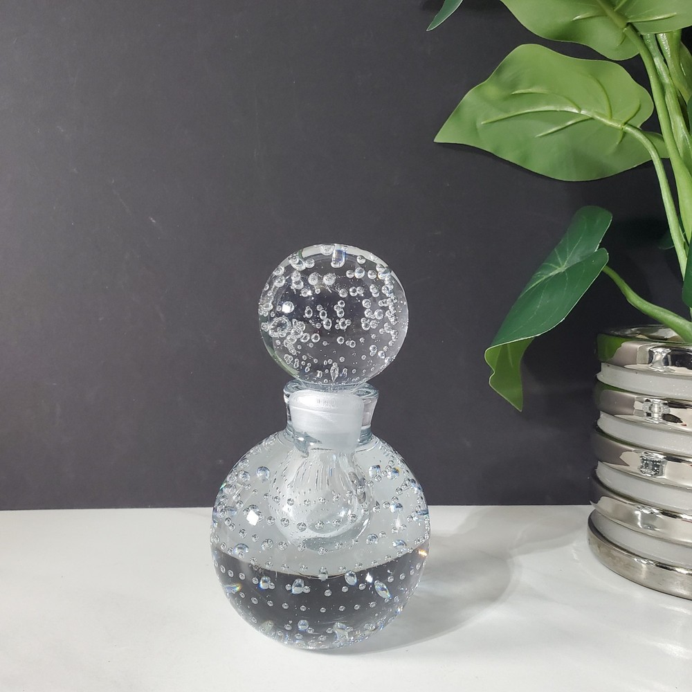 Irice Glass Perfume Bottle with Stopper Controlled Bubble Design Empty