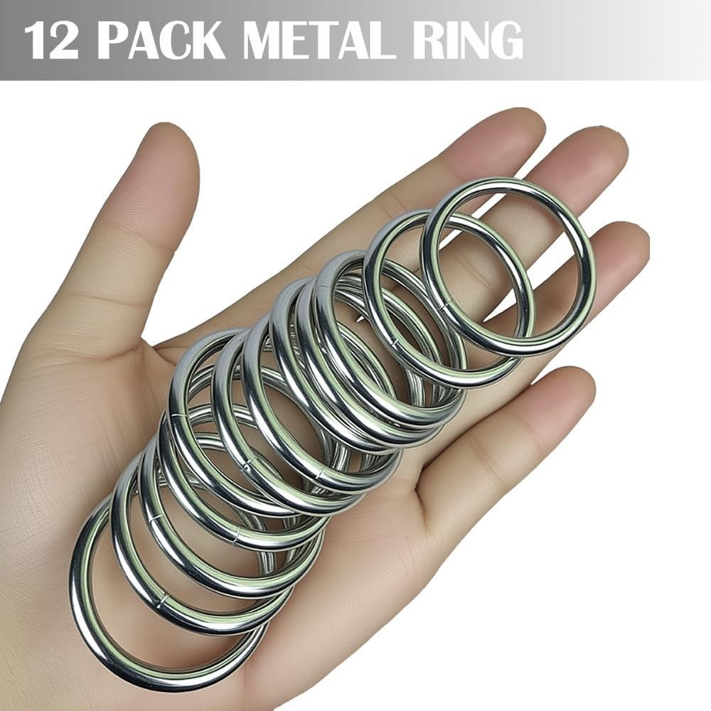 Smooth Surface 1.5 Inch Solid Metal O Rings - 12 Pack for Creative Crafts
