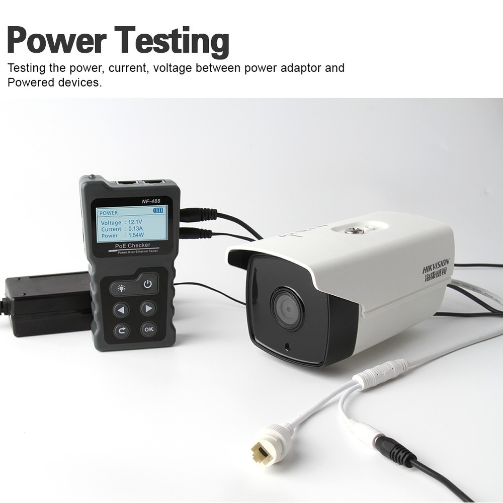 NF-488 Network Cable Tester ,PoE Tester Inline Tester Power Over Ethernet RJ45