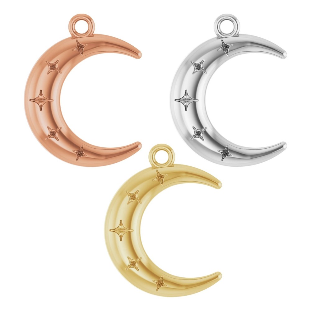 10K 14K 18K Solid Gold, Platinum & Sterling Silver Right Crescent Moon Dangle