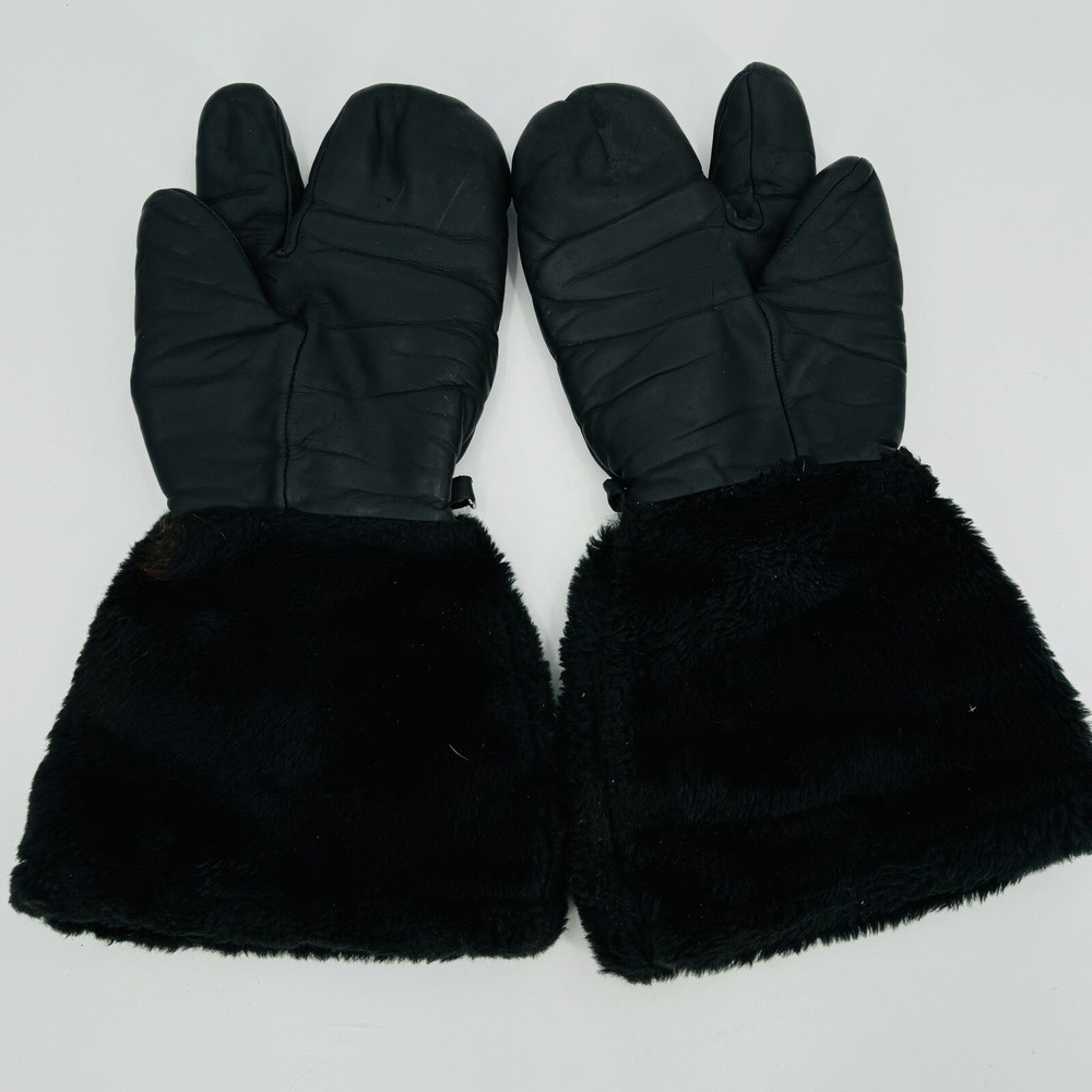 WWII ERA GAUNTLET STYLE LINED LEATHER GLOVES FOR PILOT OR GUNNER ~ LARGE