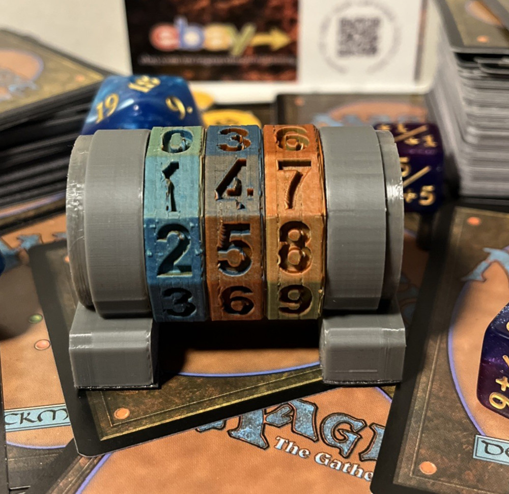 MTG Life Counter Rotating Dial Locking Wheels Felt Base Gray/Distressed Blend