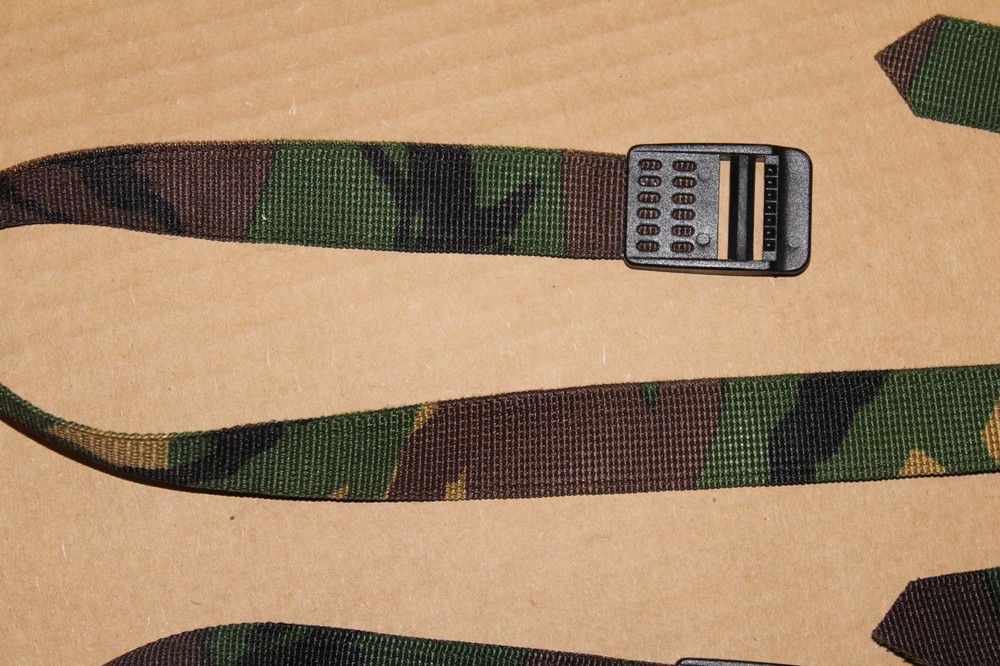 2 Camo nylon Wool Blanket straps, Back pack, Sleeping Pad, bed roll Army #BINy38
