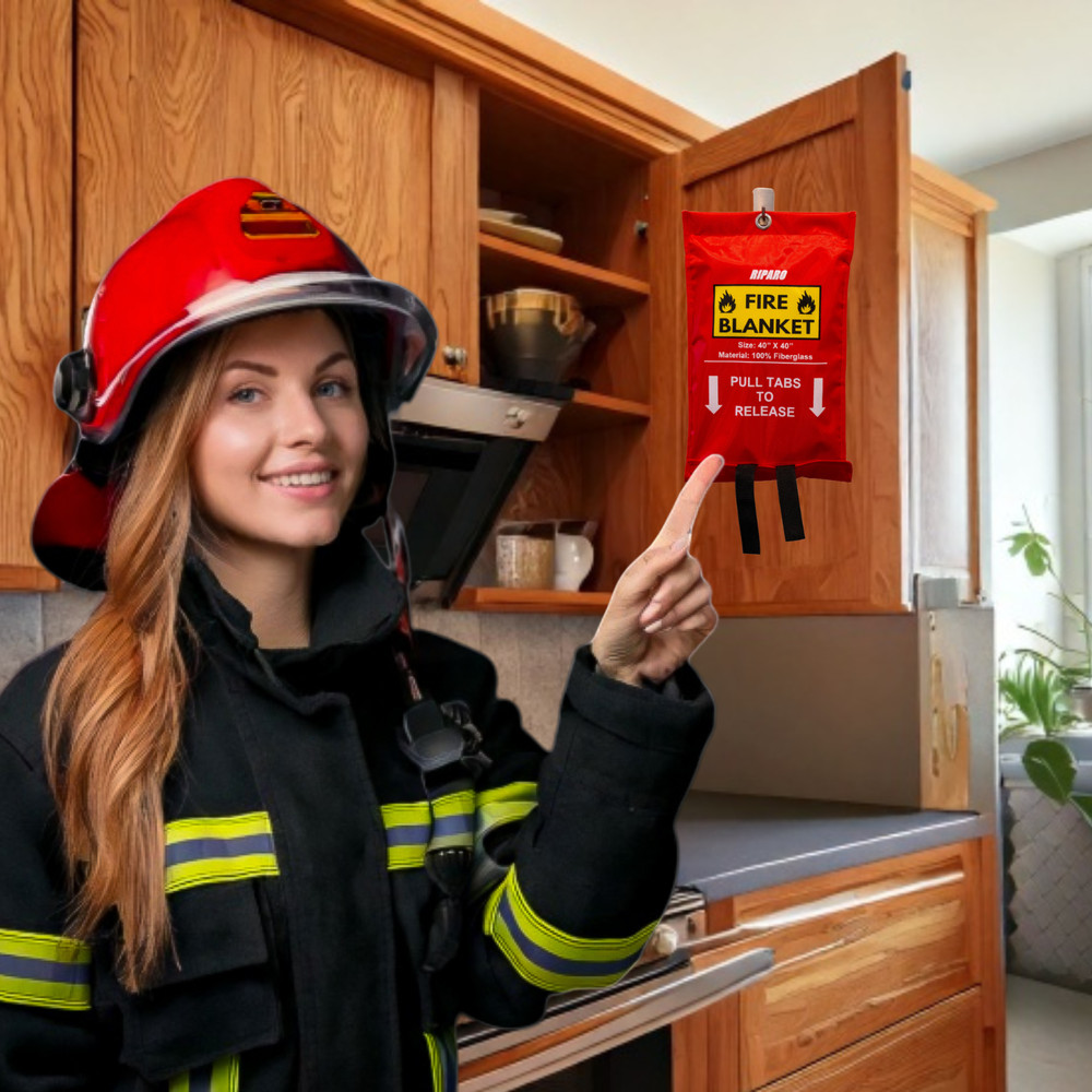 Emergency Fire Blanket W/Hook, For Home & Kitchen, Fire pits, BBQ - 4 Pack