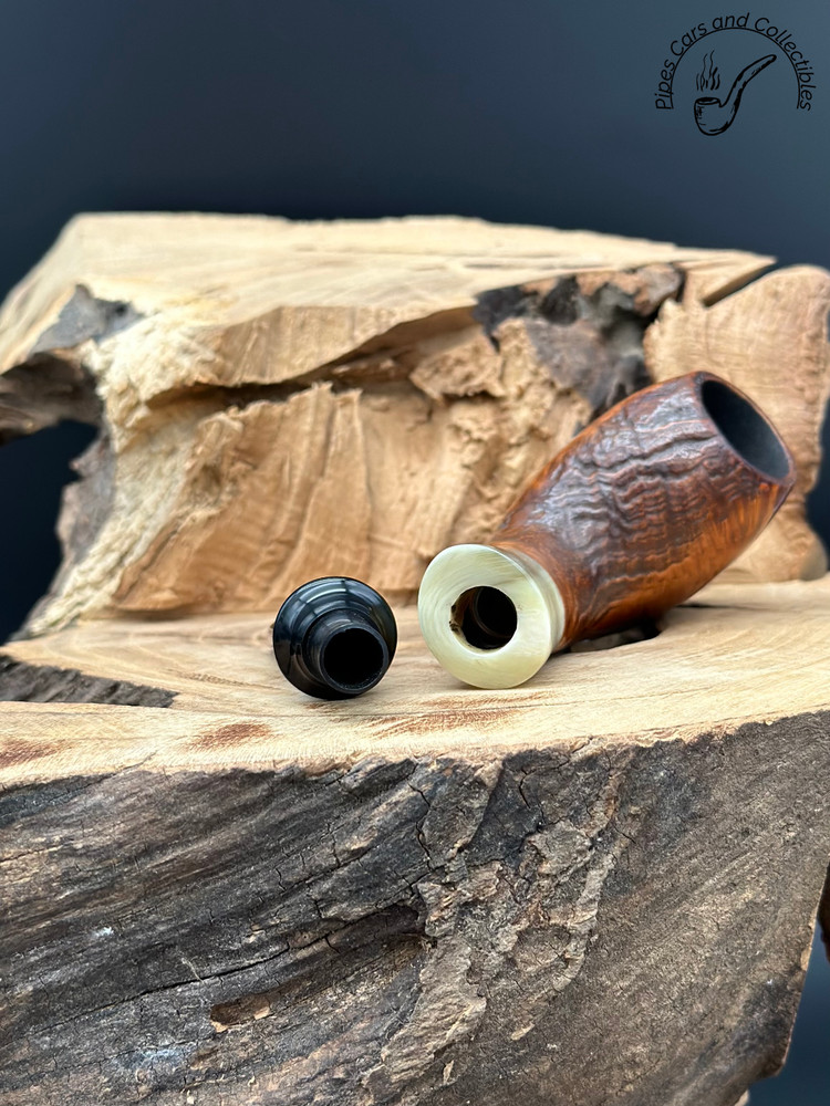 Brebbia Special Bent Brandy Half Rustique Smoking Pipe