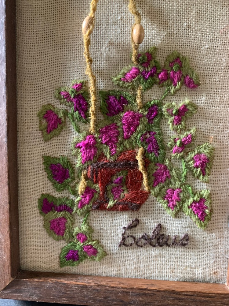 Sunset Crewel Embroidery Framed Artwork Coleus