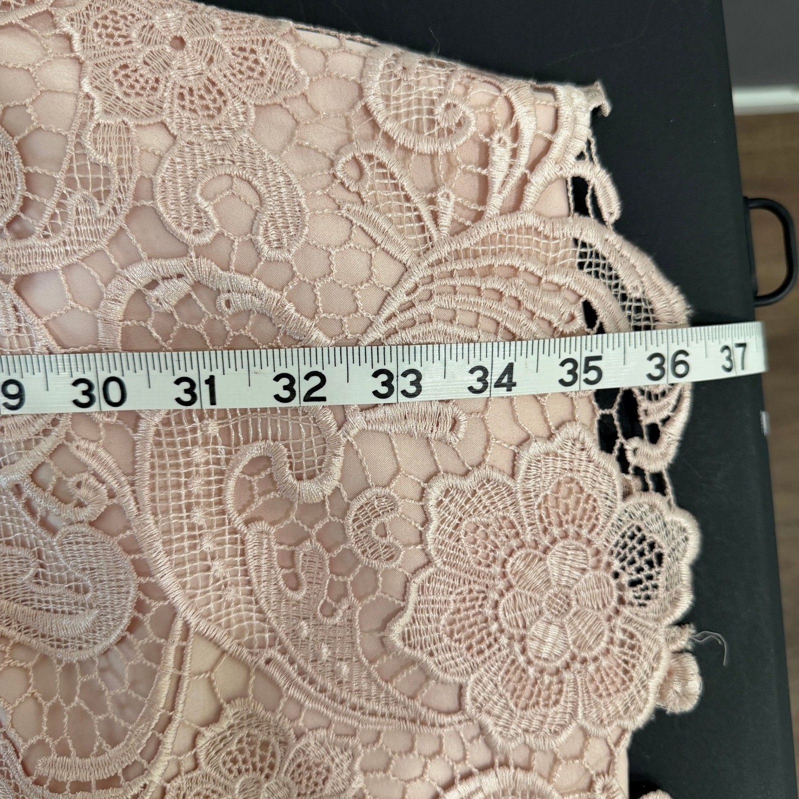 Adrianna Papell 2 Lace Cap Sleeve Illusion Sheath Dress Knee Length Scallop Hem