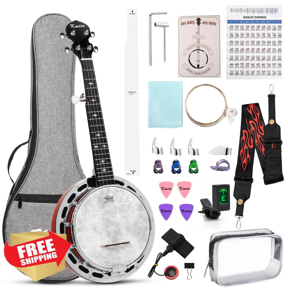 Kmise 5 String Banjo Kit Beginner Travel 28" Closed Back