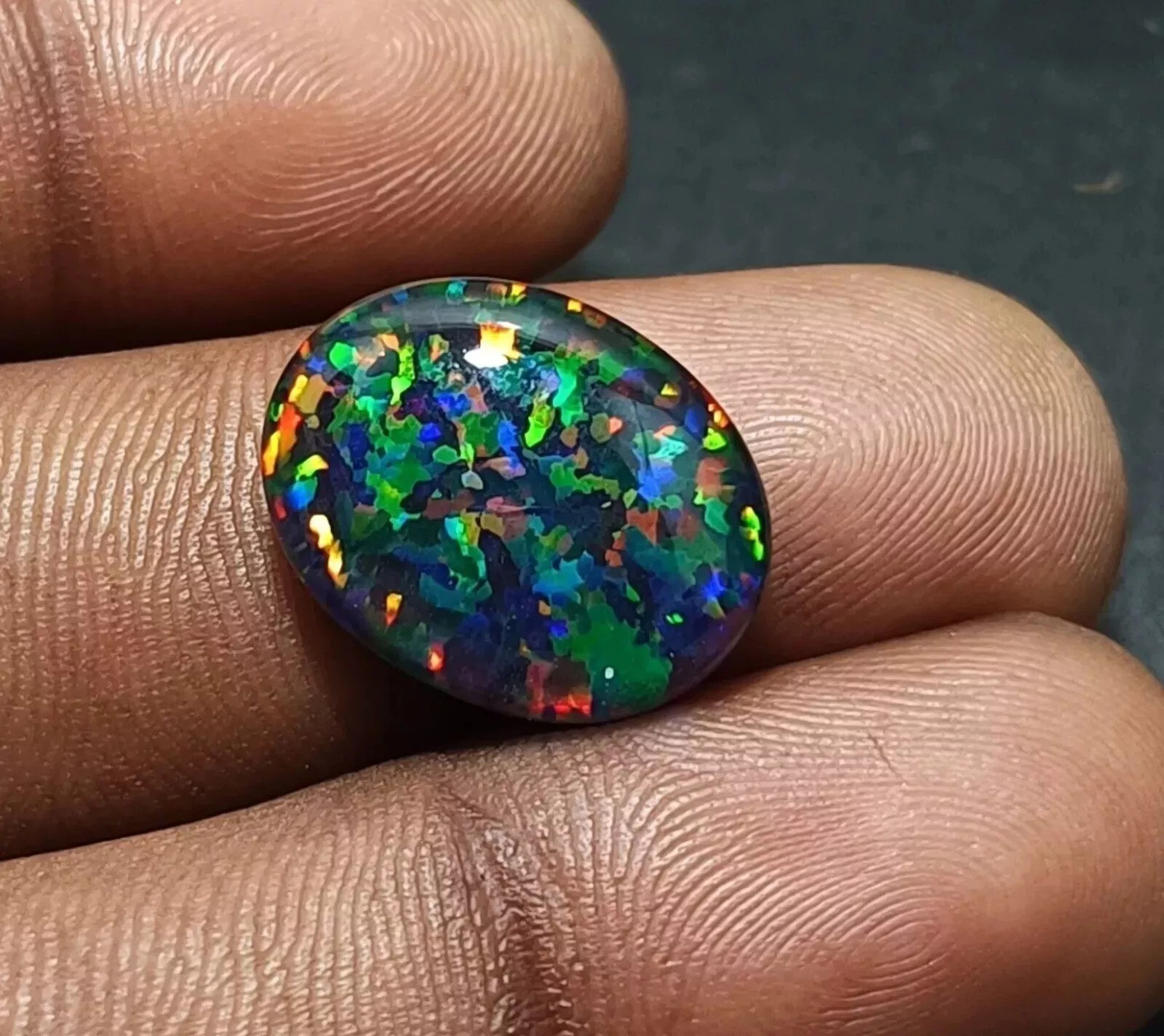Black Fire Opal Ethiopian Natural 7+ Ct Oval Cut EGL Certified Gemstone