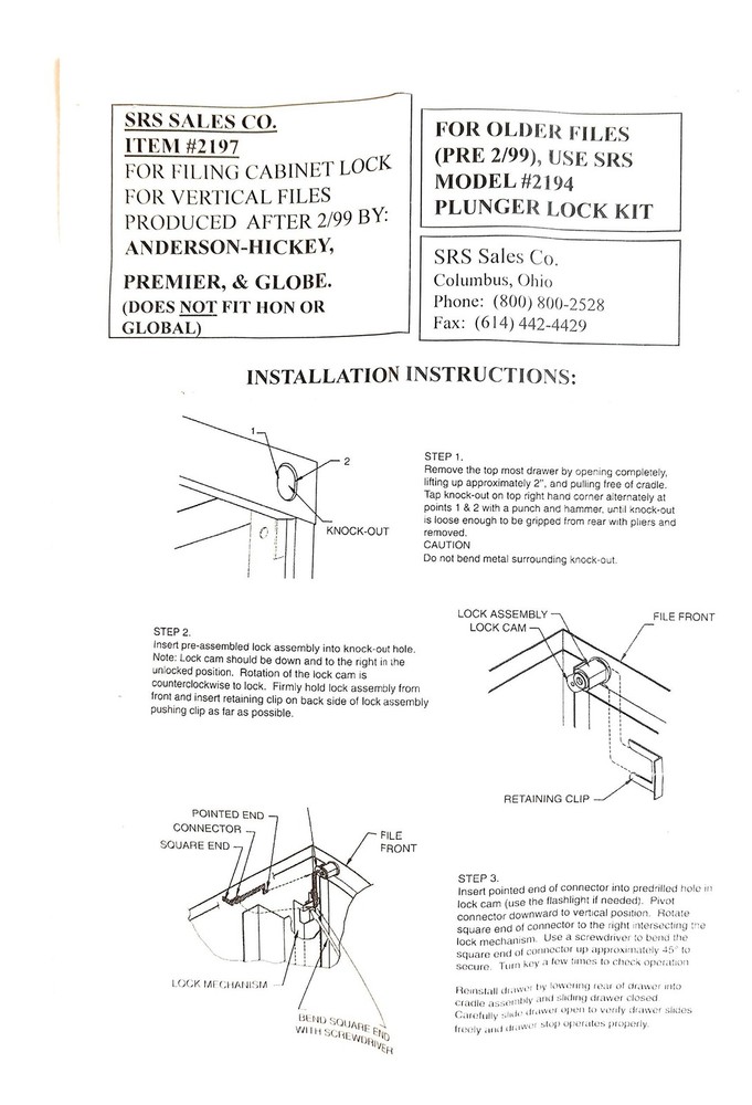File Cabinet Lock Kit 15500