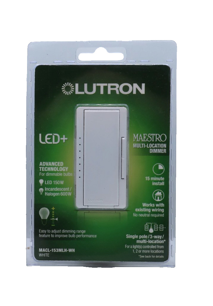 Lutron Maestro Single Or Multi-Location LED Toggle Light Dimmer White NEW!