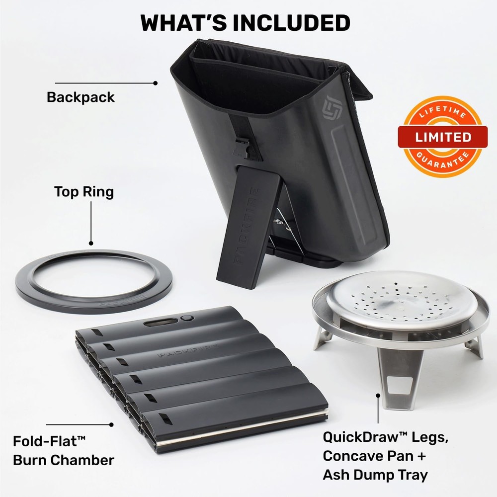 Portable Camping Fire Pit - Packable Fold-Flat Design, Smokeless Burn, Stainl...