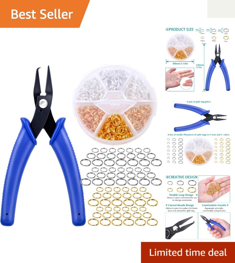 Complete Jewelry Making Essentials: 700pc Split Ring Kit & Pliers for Creators
