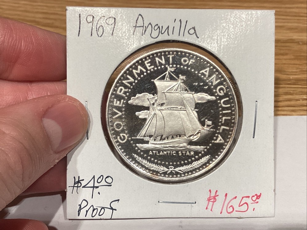 1969 Anguilla Atlantic Star $4 Silver Coin - Proof