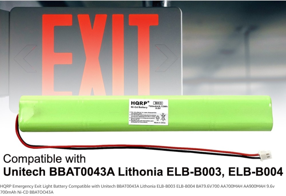 HQRP Emergency Exit Light Battery Compatible with Unitech BBAT0043A Replacement