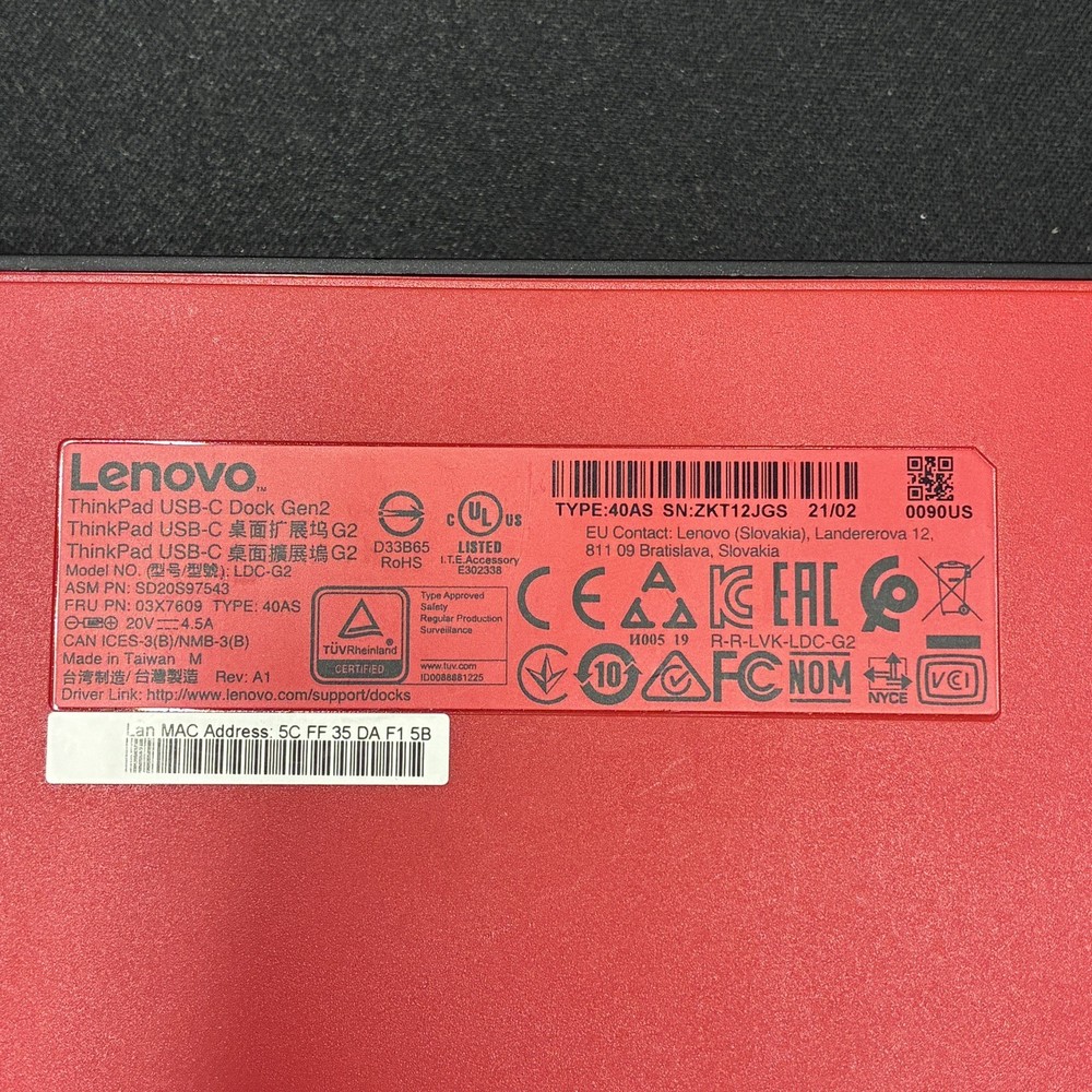 Lenovo ThinkPad USB-C Dock Dock Gen 2 LDC-G2