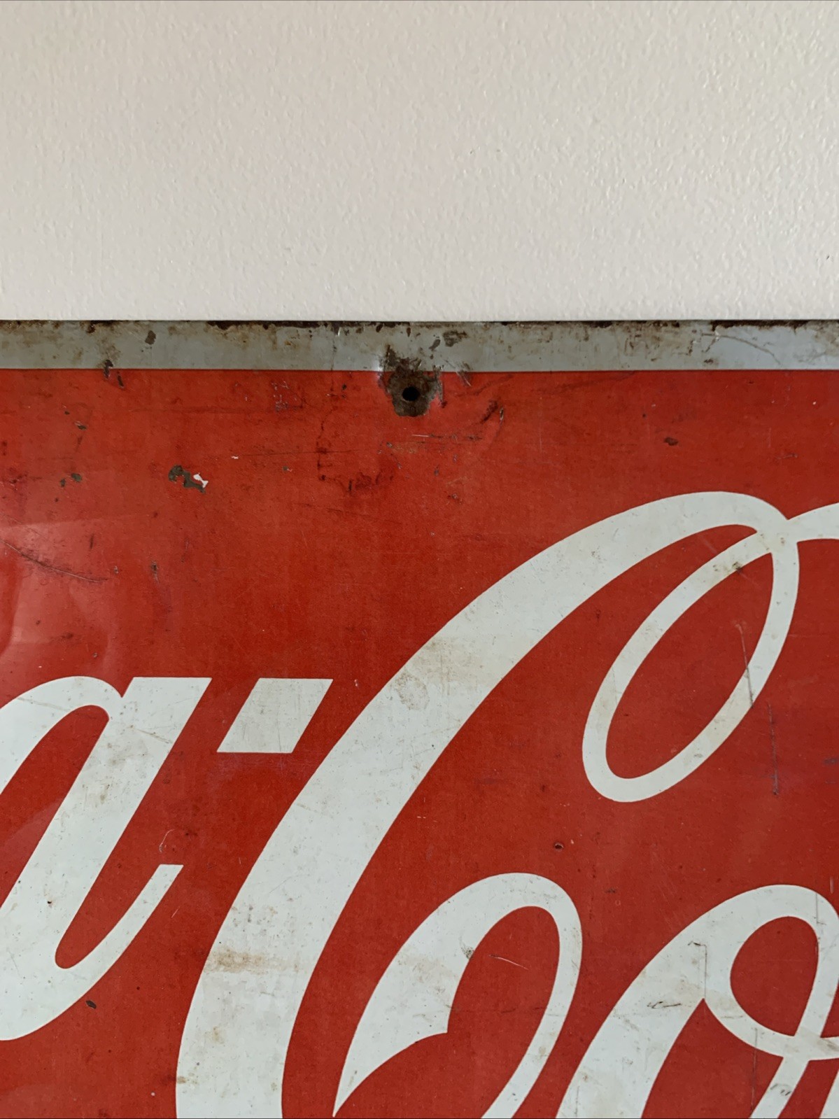 Original Mid Century Vintage Coca Cola Metal Sign Coke Advertising 33.5” X 11.5”