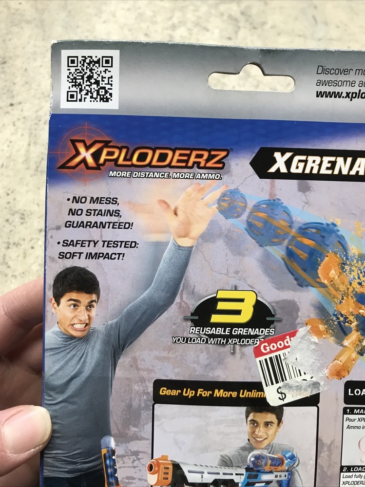 Xploderz Xgrenades 3 Pack Of Reusable Grenades Unopened with 750 xploderz rounds